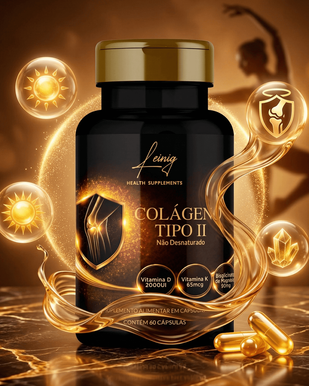 Colágeno Tipo II + Vitamina D, K e Magnésio